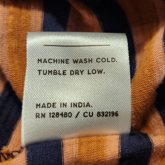 pact Dress‎ Avery Harvest Stripe Navy Blue Orange Organic Cotton Pockets Short S - Picture 14 of 16